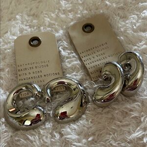 NWT Anthropologie Silver Curved Earrings
